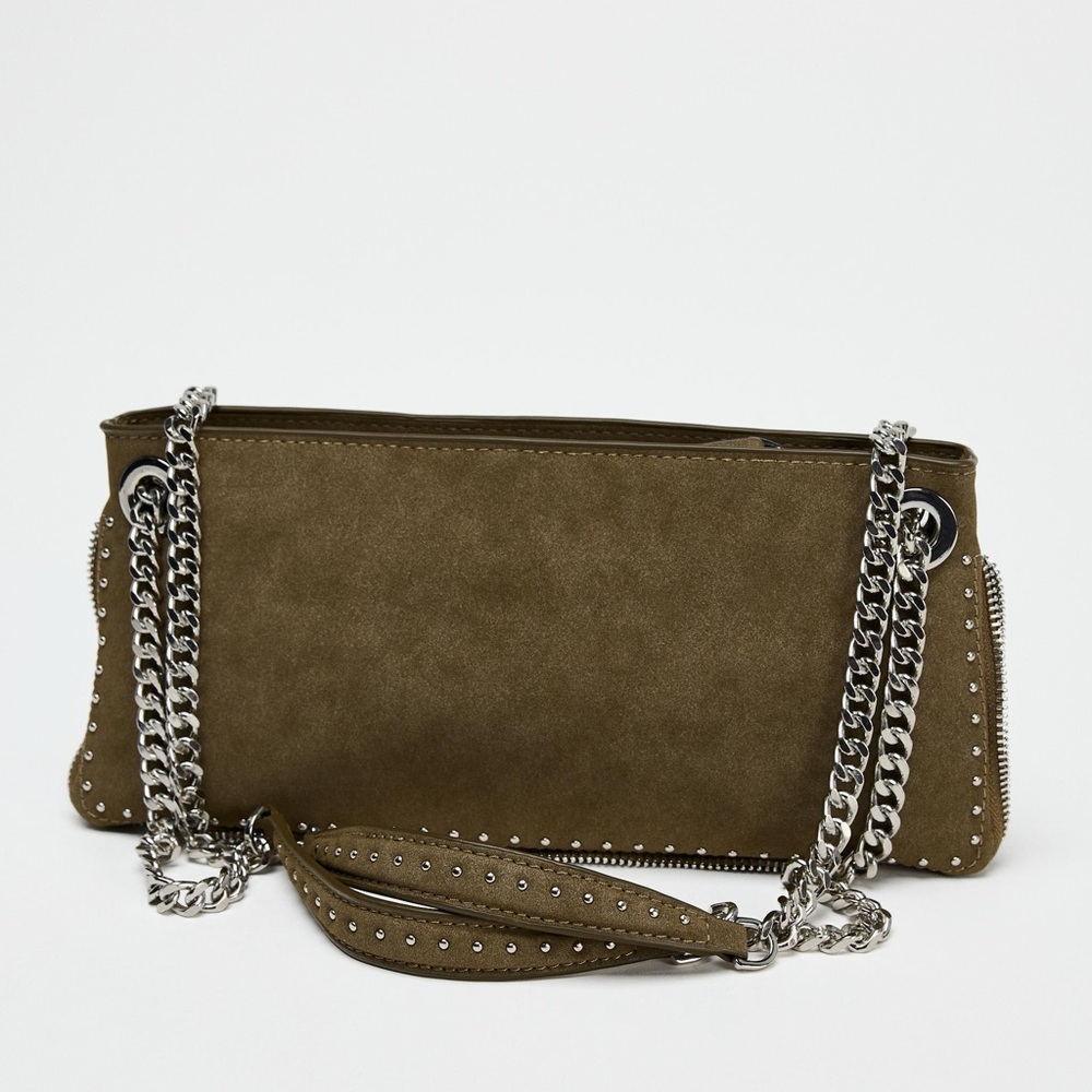 Stylish khaki Chain Shoulder Bag - Picture 4 of 6